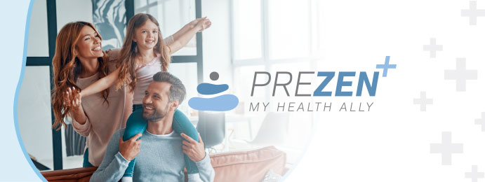 Happy family with Prezen+ logo