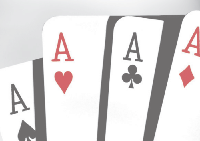 Quatres cartes à jouer, tous des As